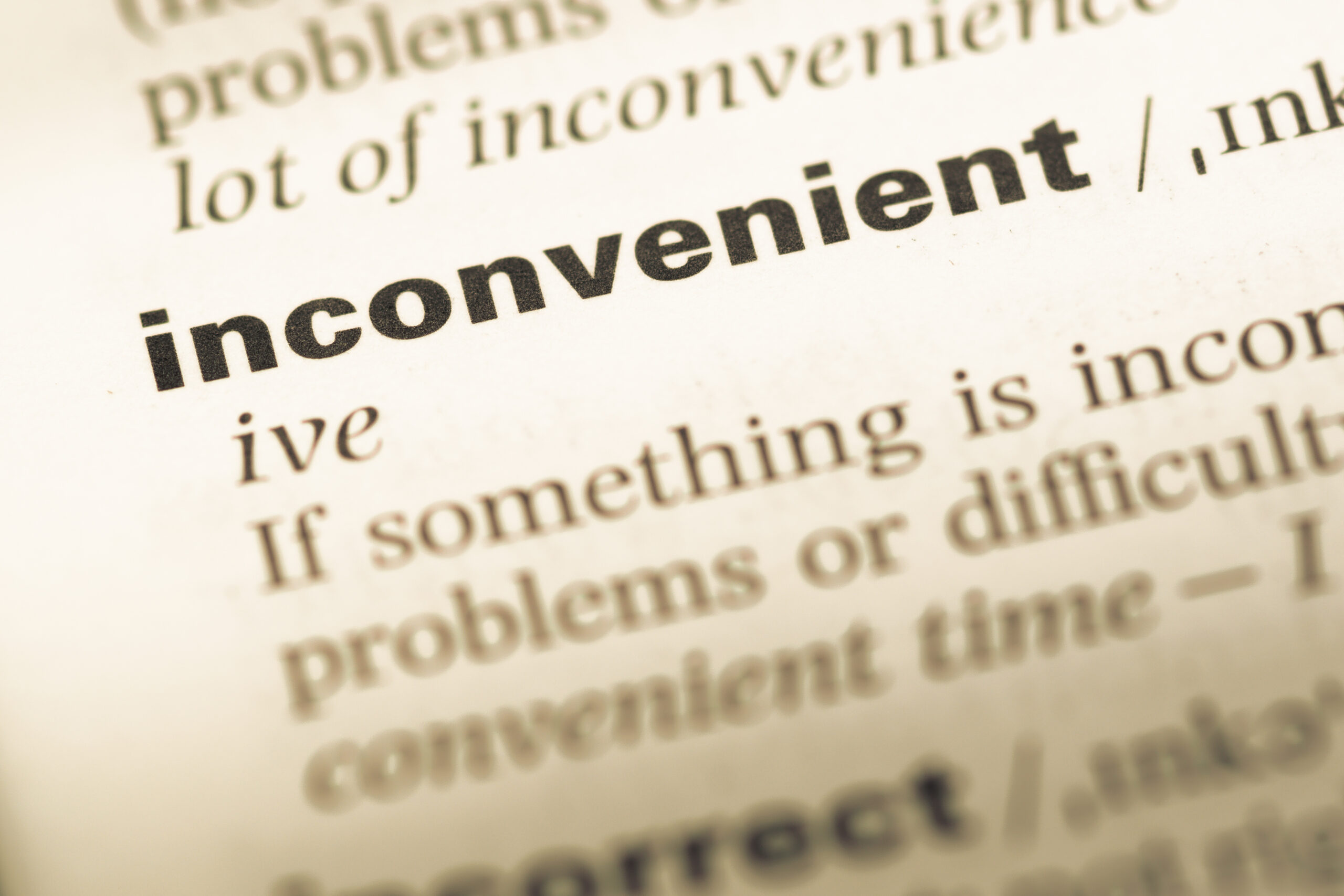 An image showing part of the dictionary definition for inconvenient [Good Fundraising Is Inconvenient!]