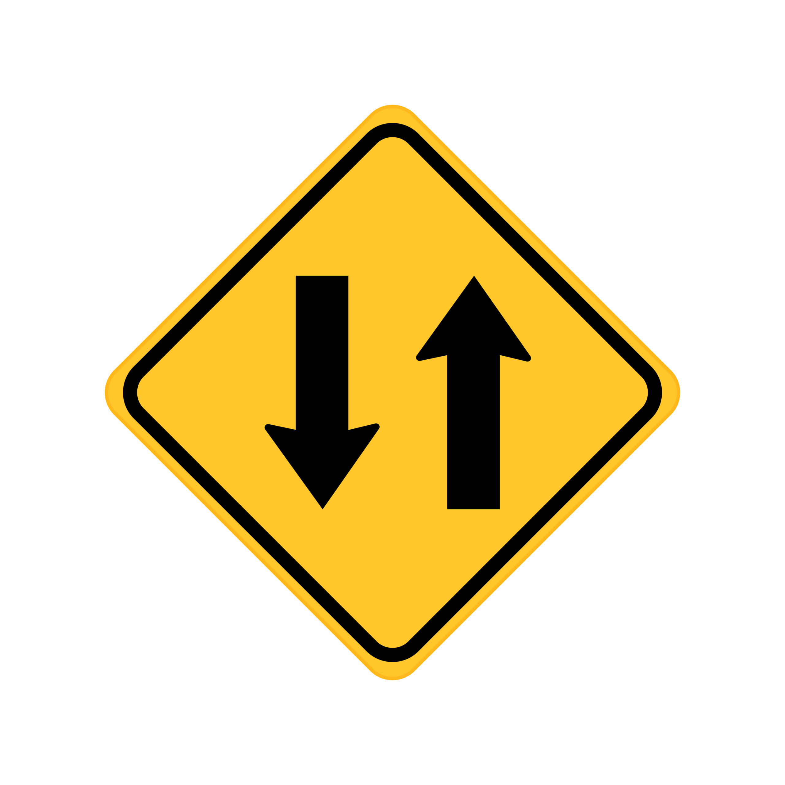 Two-way road sign isolated on white background.[Reporting Back on Impact Isn't Just for Donors]